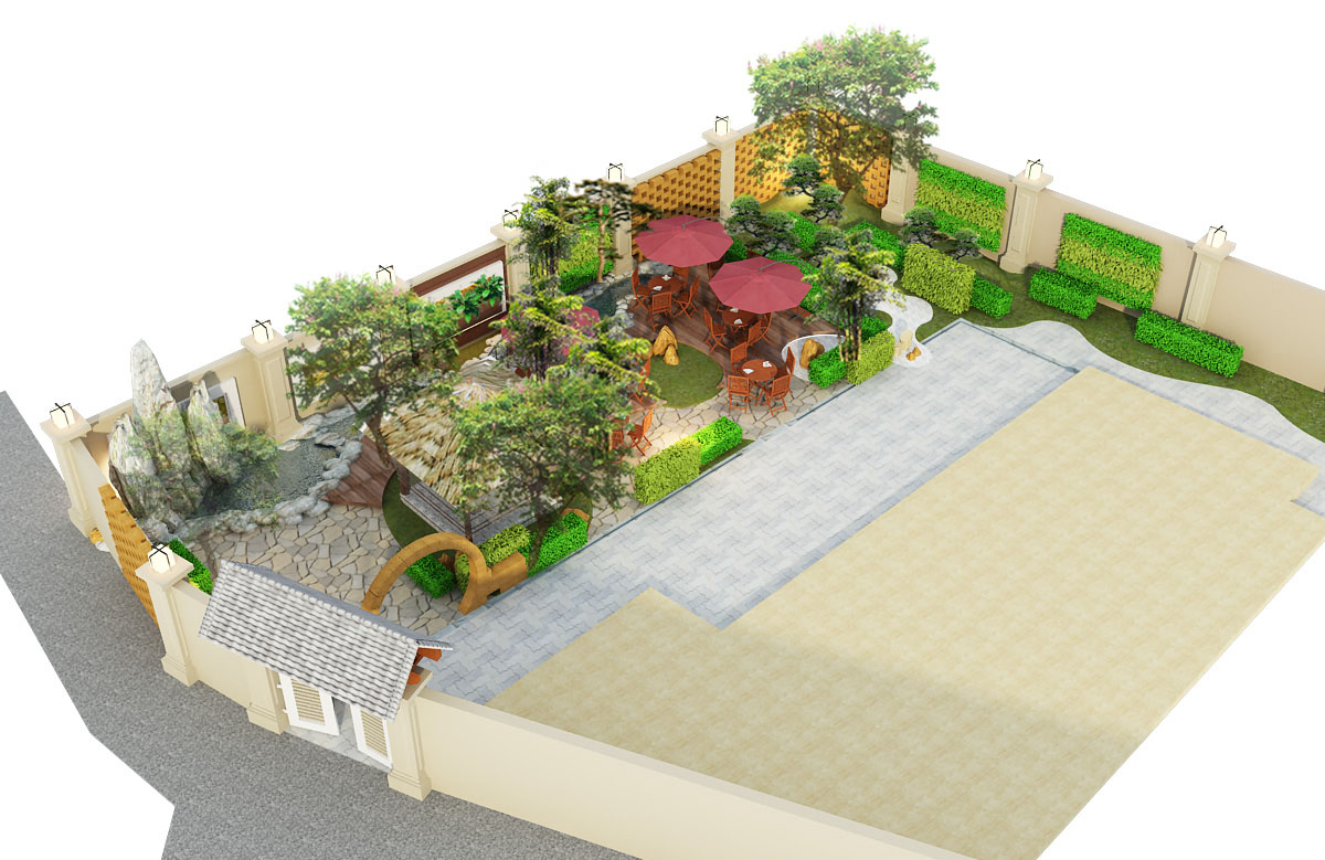 Thiết kế cảnh quan sân vườn quán cafe vườn chim - Vincom Long Biên