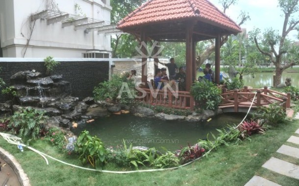 Toàn cảnh thi công hồ cá koi Vincom, Long Biên